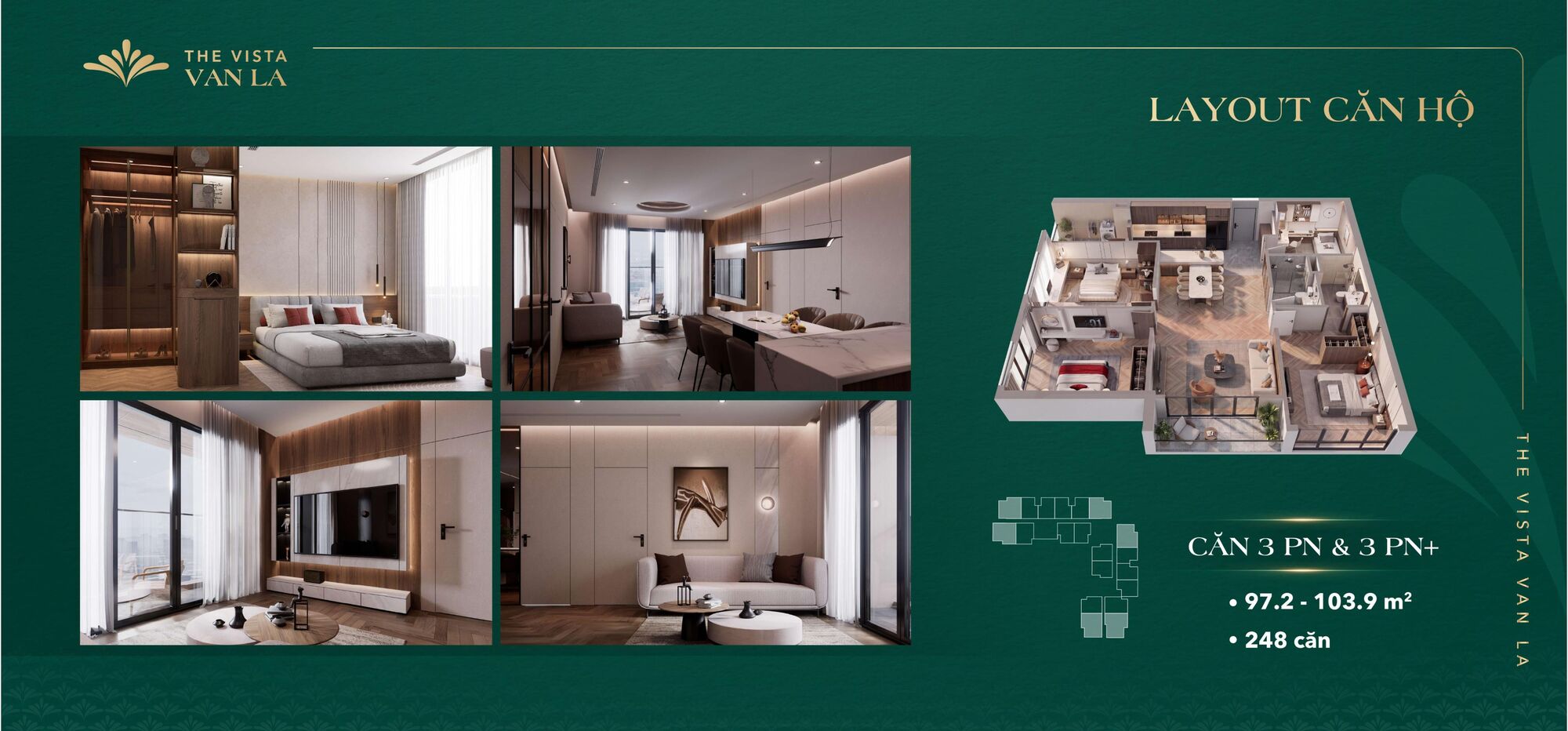 Nội thất phòng khách căn hộ 2 phòng ngủ The Vista Văn La