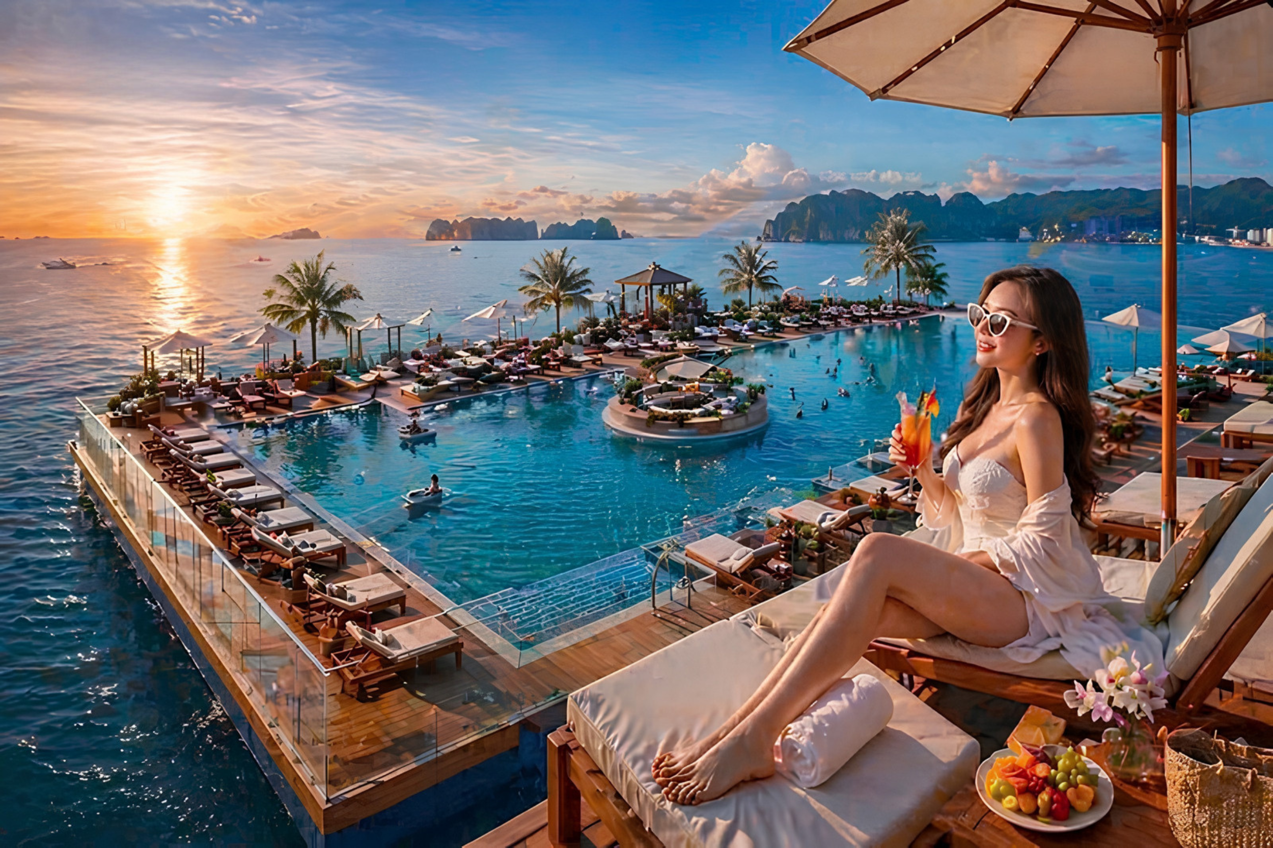 Hồ bơi vô cực view vịnh Hạ Long tại Vinhomes Hạ Long Xanh
