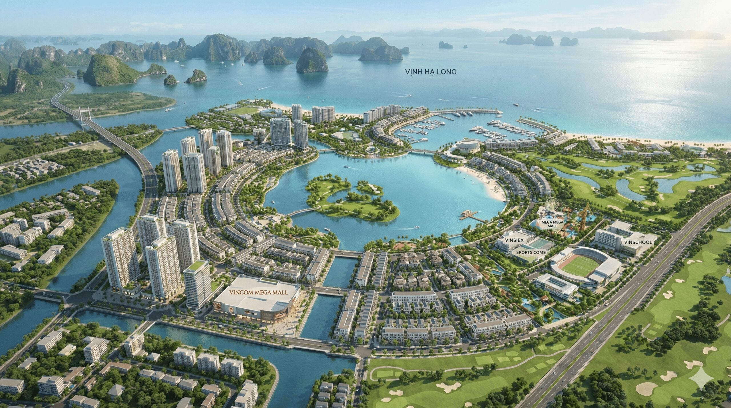 Vinhomes Global Gate Hạ Long phối cảnh tổng thể siêu đô thị di sản thông minh